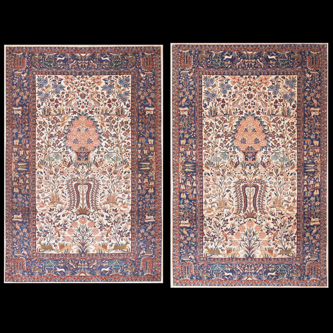 Antique Kashan - Dabir Rug - 40-2223 | Persian Formal 4' 4'' x 6' 7'' | Ivory, Origin Persia, Circa: 1920